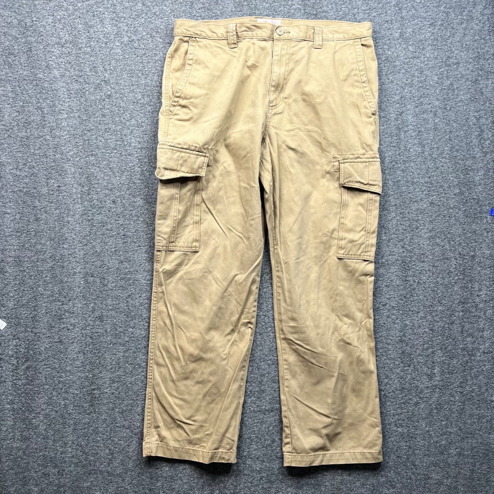 Old Navy Cargo Pants Mens 36x30 Khaki Tan Loose‎ American Twill Cotton S/633497